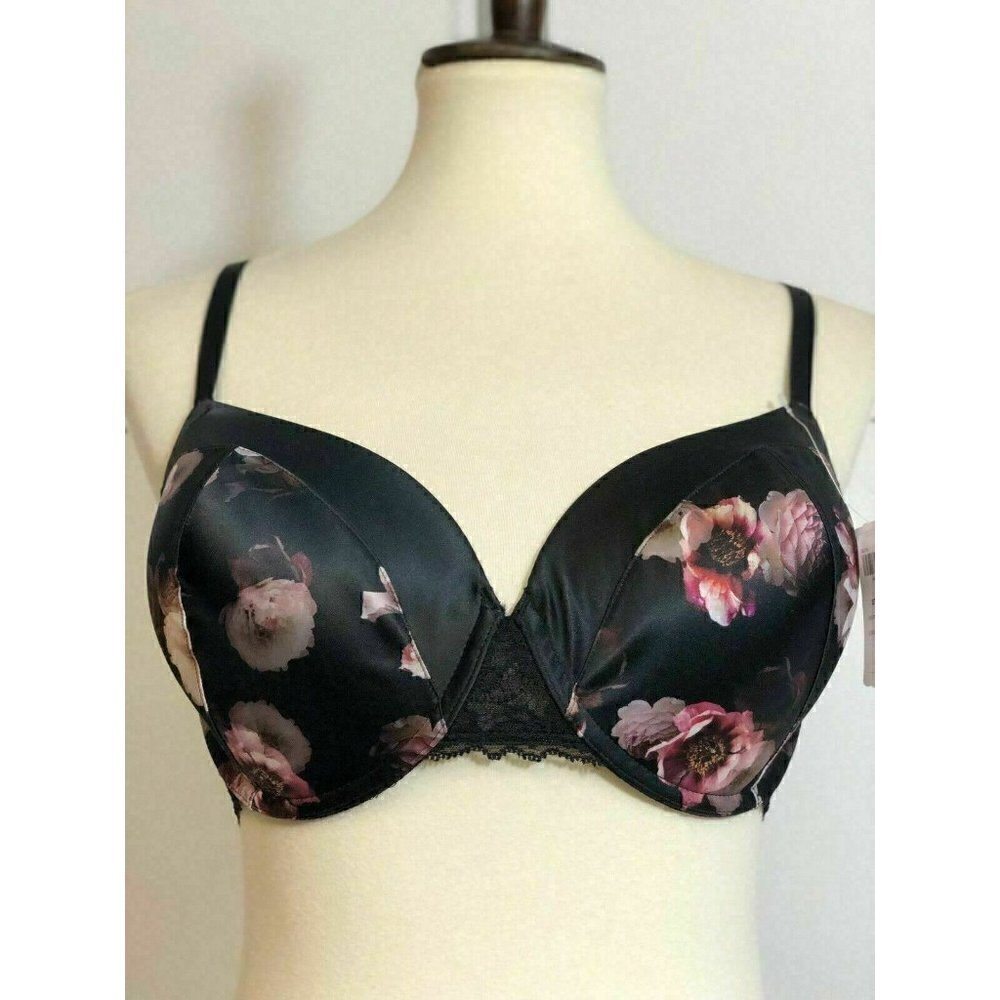 Soma Womens Black Floral LIMITED EDITION Satin & Lace Perfect Coverage Bra - Picture 8 of 12